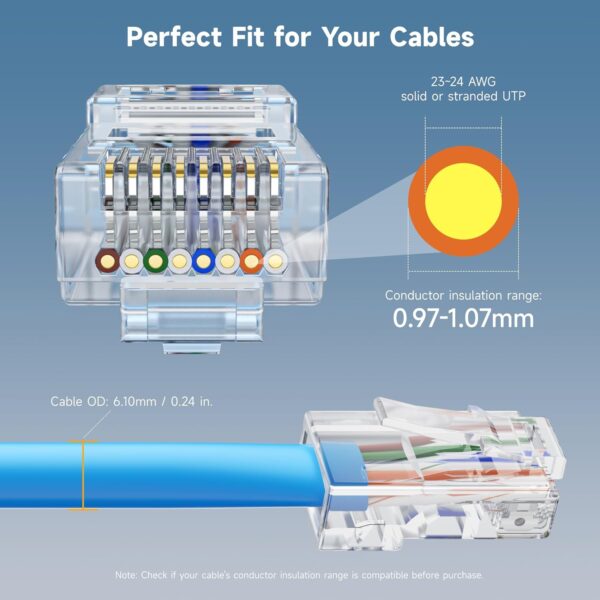 Cable Matters: Cat6 Pass Through RJ45 Plugs (10pc Pack) - Image 3